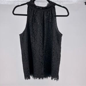 Women’s XS J. Crew Black‎ Lace Halter Top Blouse Bow Feminine